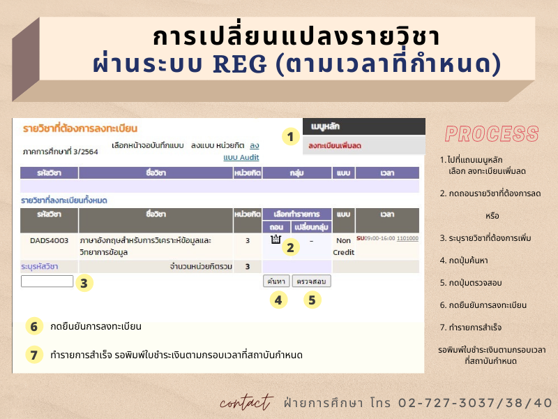 การเปลี่ยนแปลงรายวิชาด้วยตนเอง
